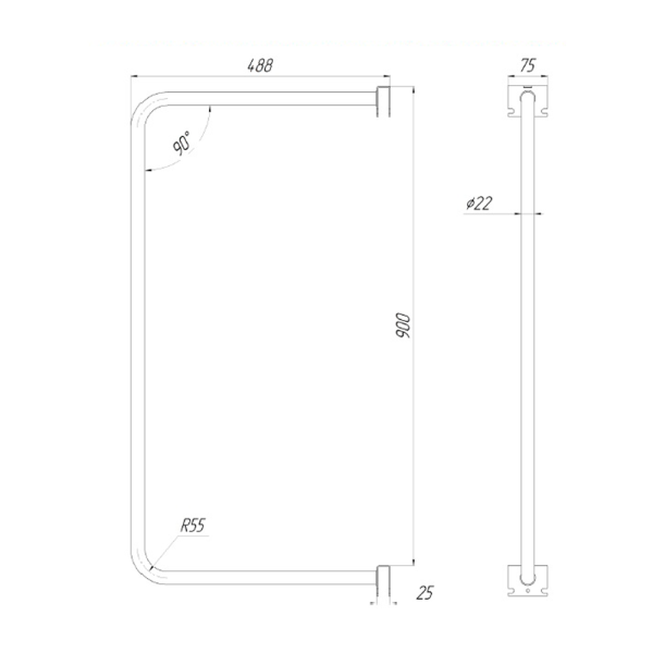 sk_Разделитель на две штанги 40х20 мм, 450 мм, для гладильных досок 900х450 мм, Глянец, RAL9016 Белый