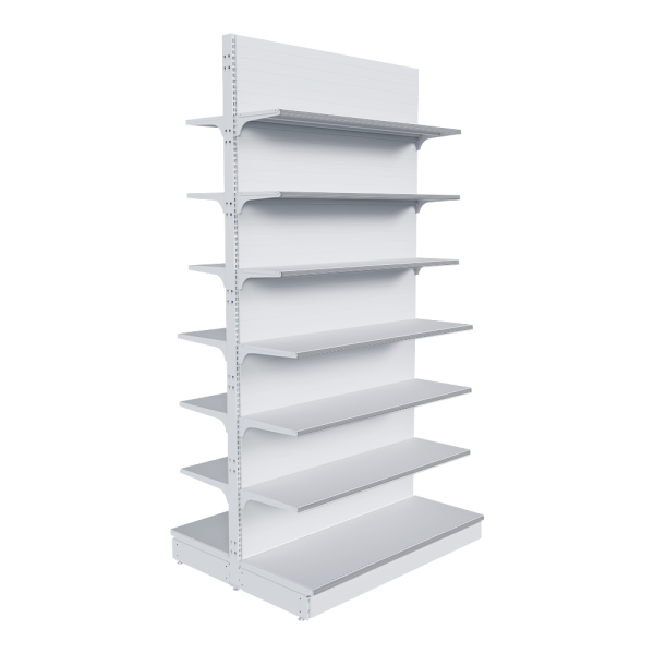 stpos_НАБОР стеллаж 25 70 ГЛУХОЙ островной 2600х1330х500 14 полок, ценникодержатели