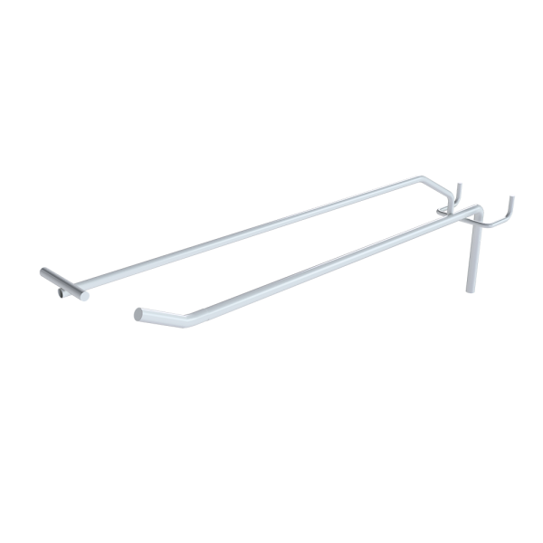 sk_Крючок для перфорации одинарный с ценникодержателем 250мм, d6/d4, шаг 45, RAL9016 Белый