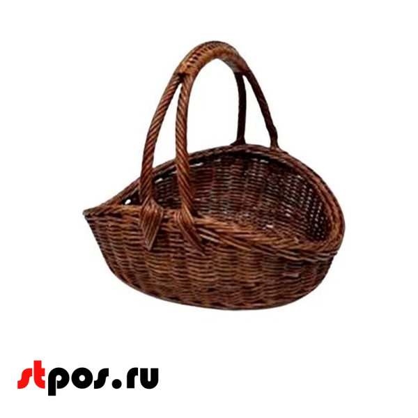 00_Корзинка овальная плетеная из ротанга с ручками, 300х260мм, высота 260 мм, Коричневый