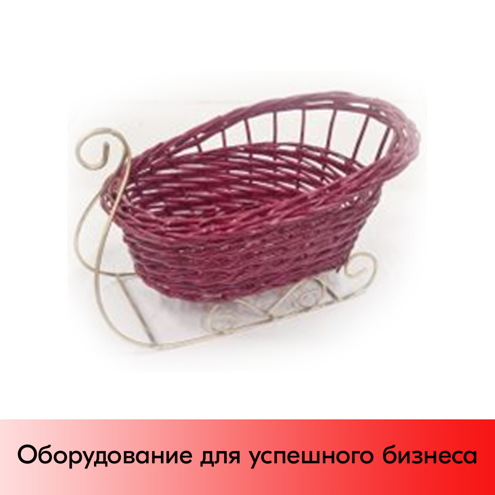 01_Корзинка овальная плетеная из натуральной лозы, форма САНИ, 260х190 мм, Красная с золотом