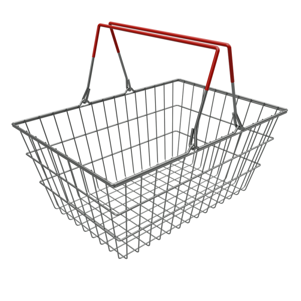 sk_Корзина покупательская металлическая 20 л цинк, две красные ручки