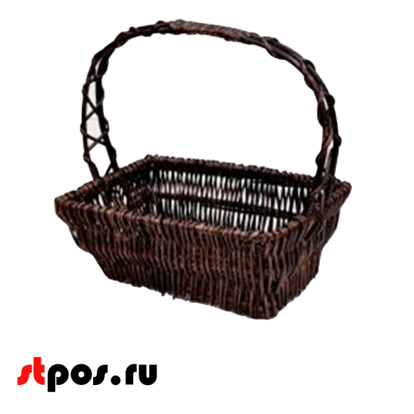 00_Корзинка прямоугольная цельный ротанг, 280х180 мм, Коричневая