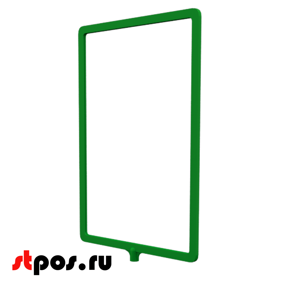 04_Пластиковая рамка А4 с интегрированным Т-держателем PFT-A4, под крепление диаметром 9мм, Зеленая