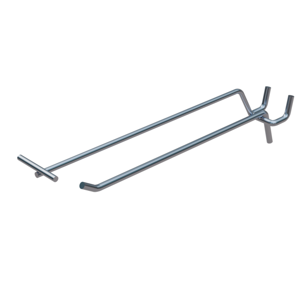 sk_Крючок для перфорации одинарный с ценникодержателем 200мм, цинк-хром, d5/d4мм, шаг 25