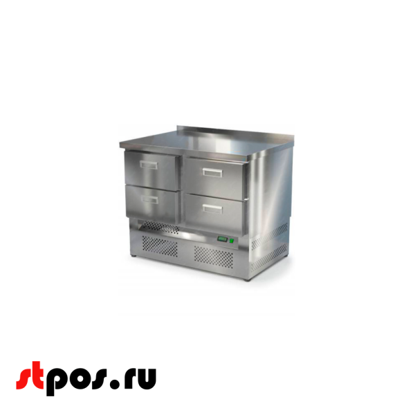00_Стол морозильный (нижний агрегат, с бортом), 1000х700х850 4 ящика, -10 -18 °С, Нержавеющая сталь