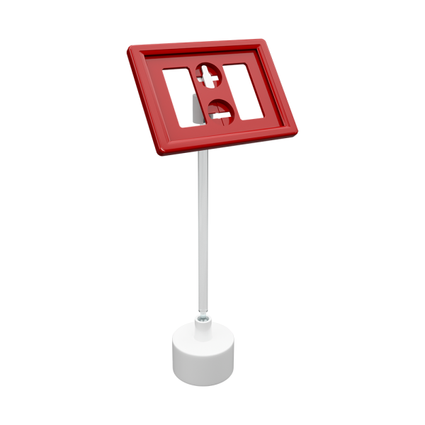 sk_Рамка ТЕХНО А8 красная, белый держатель TECHNO BOTTLE CAP 28 мм, ножка 100мм