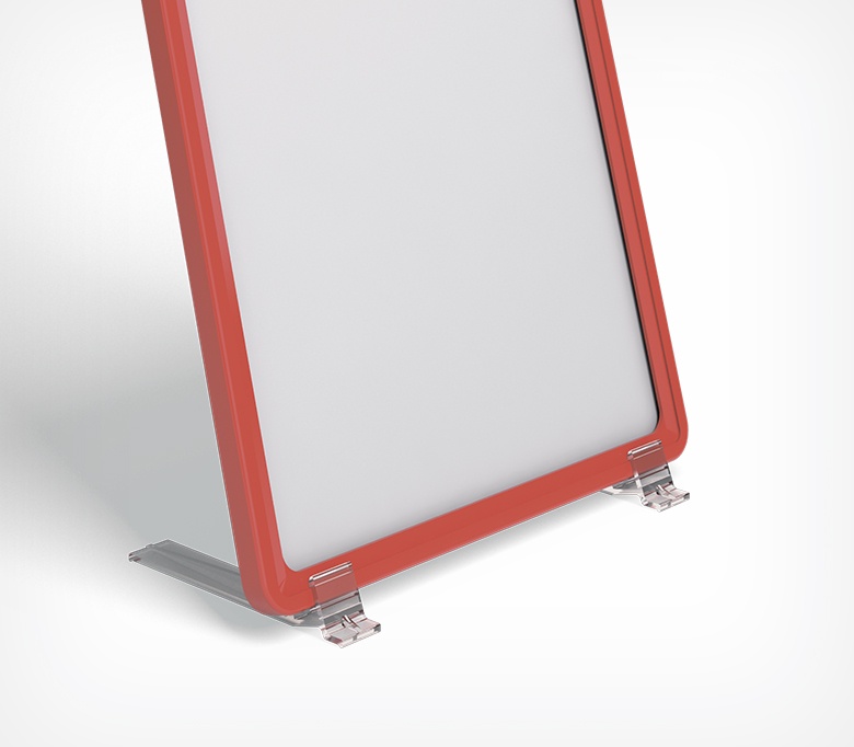 02_Держатель пластиковой рамки под углом 75˚, настольный, прозрачный, BASE-75