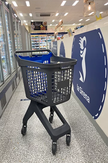 05_Тележка покупательская пластиковая 80л (UP80), 495х630x105мм, серая