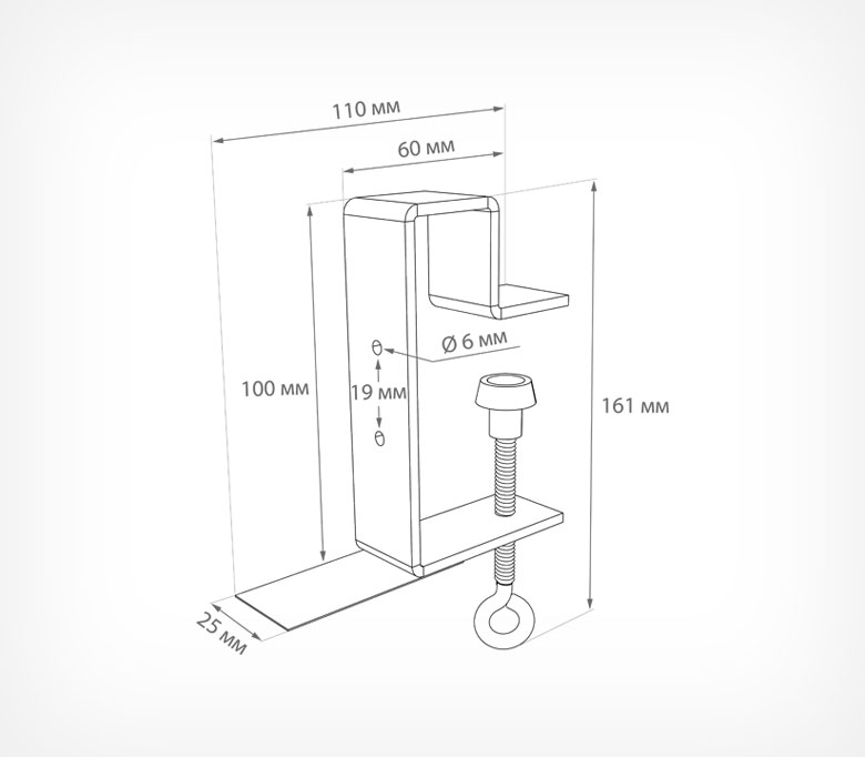 03_Струбцина с горизонтальным держателем и отгибом CLAMP HOLDER-H-L