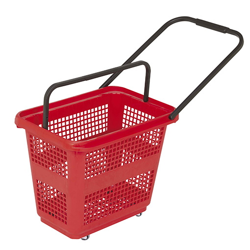 1_Корзина-тележка пластиковая 4 колеса 54л BARCELONA, Красный