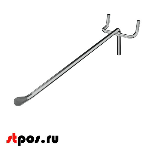02_Крючок для перфорации одинарный, 300 мм, хром, d4,8мм, Шаг 50 мм