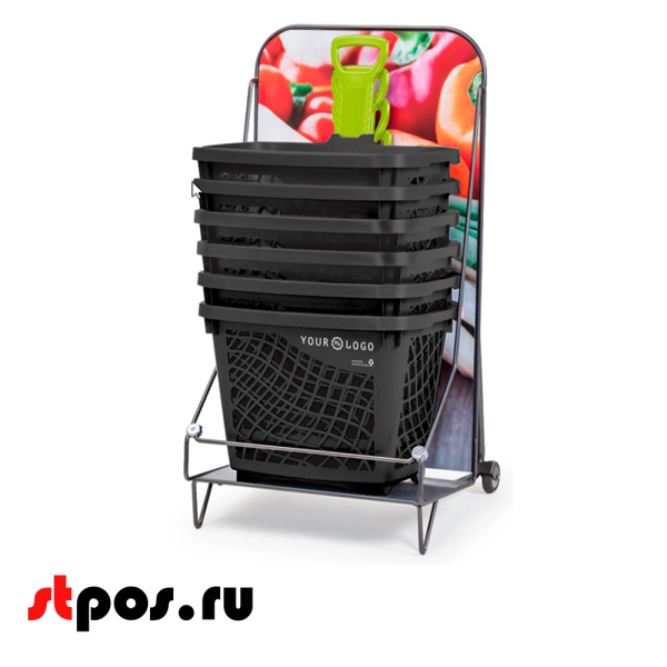 00_Подставка под корзинки GT40, с магнитной панелью с рисунком, два колеса металлическая