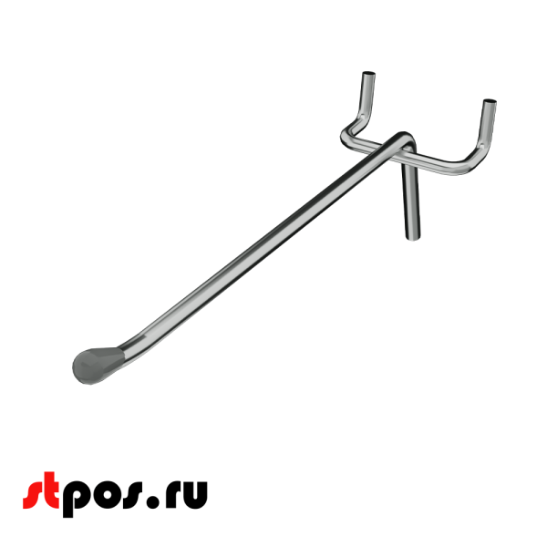 02_Крючок для перфорации одинарный, 200 мм, хром, d4,8мм, Шаг 50 мм