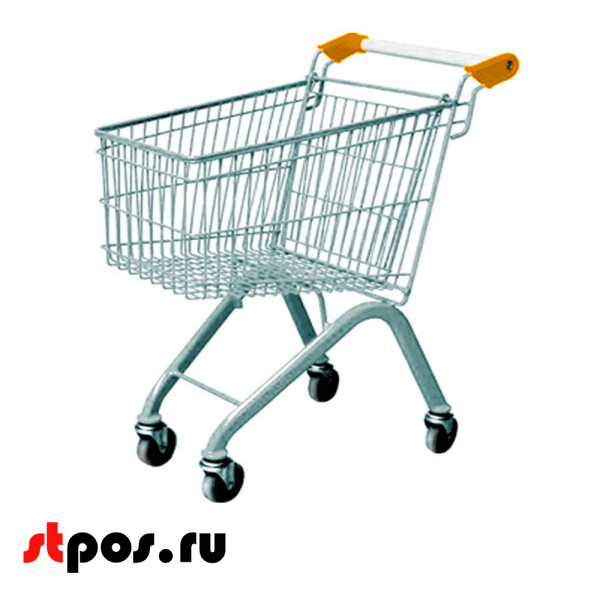 00_Тележка покупательская 100 литров, цинк+лак, без детского сидения (европейский тип), Оранжевый