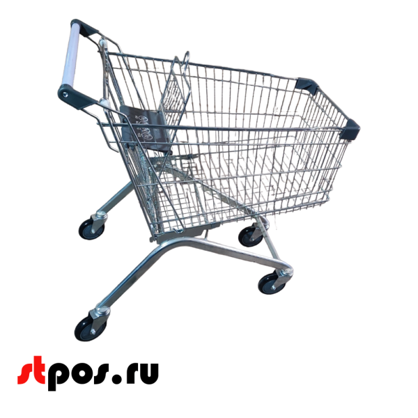 00_Тележка покупательская 125 л (колесо 125мм), цинк+лак, c детским сидением (европейский тип), Серый