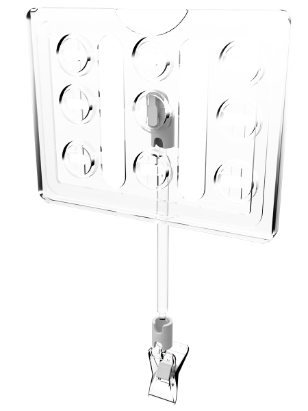 sk_Рамка ТЕХНО А7 прозрачная, прозрачный держатель TECHNO CLIP SMALL-VL, ножка 100мм