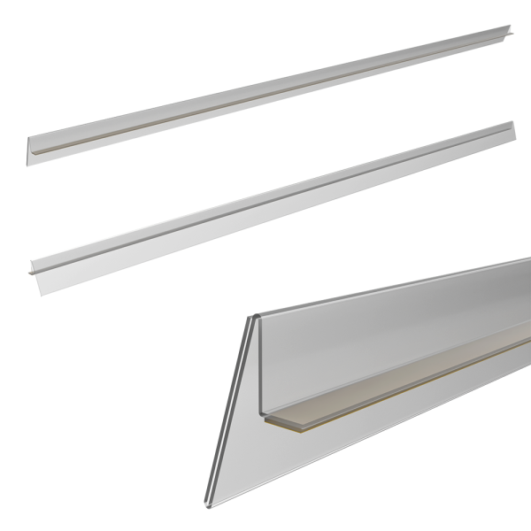 sk_Ценникодержатель L-образный 20° прозрачный 1000х39мм, с прозр.клеевой полосой для креп. на полки