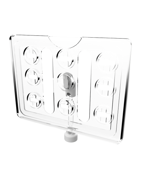 sk_Рамка ТЕХНО А7 прозрачная, белый держатель TECHNO MAG-BASE-VL, ножка  50мм