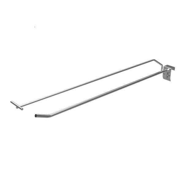 sk_Крючок для штанги 30х15 (профиль) одинарный 400мм с ценником, покрытие цинк-хром, d6/d4