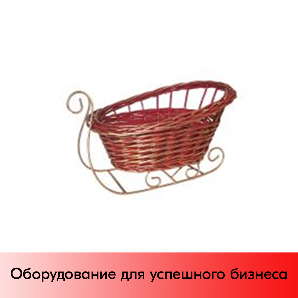 01_Корзинка овальная плетеная из натуральной лозы, форма САНИ, 340х260 мм, Красная с напылением золото