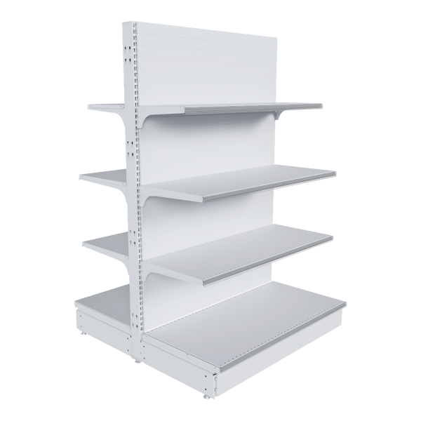 stpos_НАБОР стеллаж 25 70 ГЛУХОЙ островной 1550х1000х500 8 полок, ценникодержатели