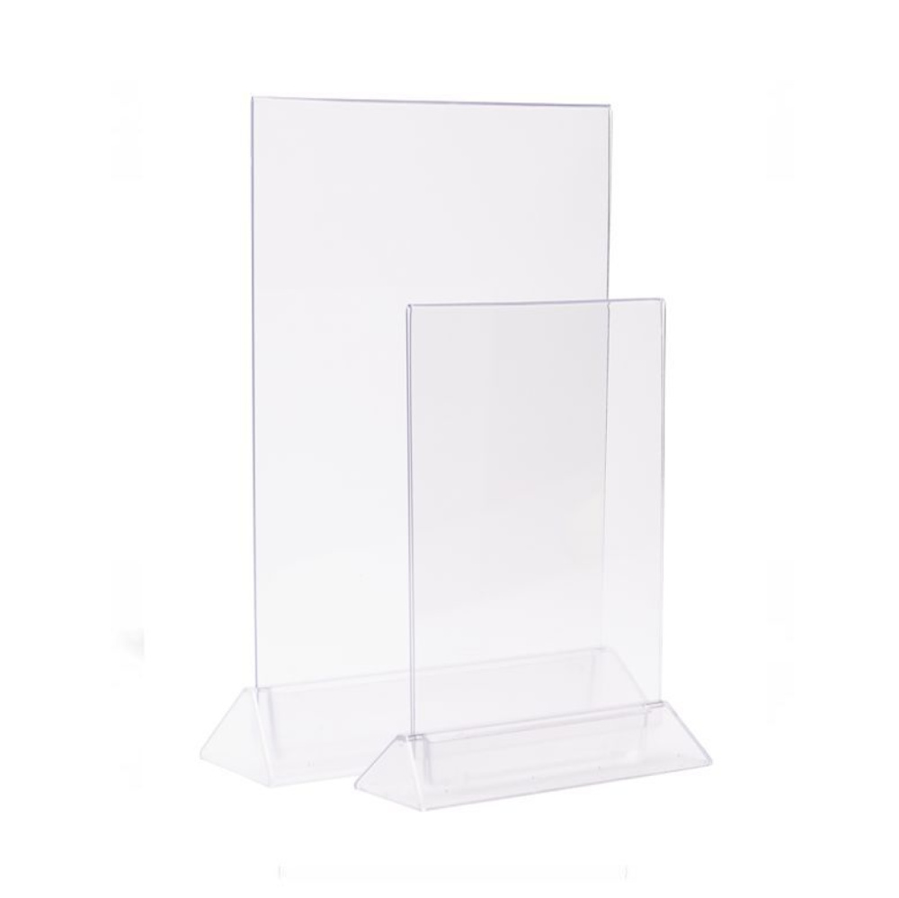 02_Тейбл-тент пластик, вертик трапецевидное прозрачное основание