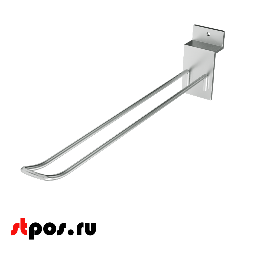 00_Крючок для экономпанели двойной, 300мм, d4, Хром