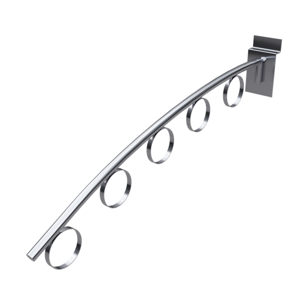 sk_Кронштейн на экономпанель наклонный, изогнутый дугой, 5 колец, длина 350мм, d8мм, Хром