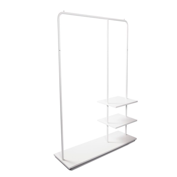 sk_Вешало напольное с 3 полками ЛДСП, без колес, d25, 1180х380мм h-1600мм, Белый