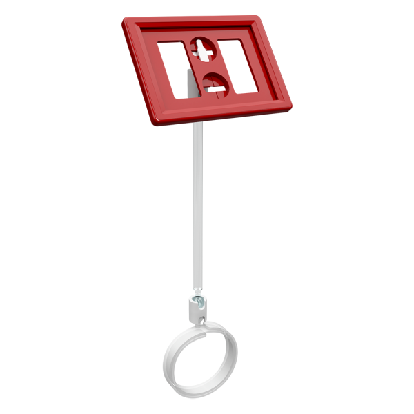 sk_Рамка ТЕХНО А8 красная, белый держатель TECHNO ROLL-VL спираль-улитка на колбасу, ножка 100мм