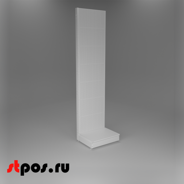 00_НАБОР Стеллаж 25 70 ПЕРФОРИРОВАННЫЙ пристенный2600х665хо500, 1 полка + плинтус, RAL9016, Белый