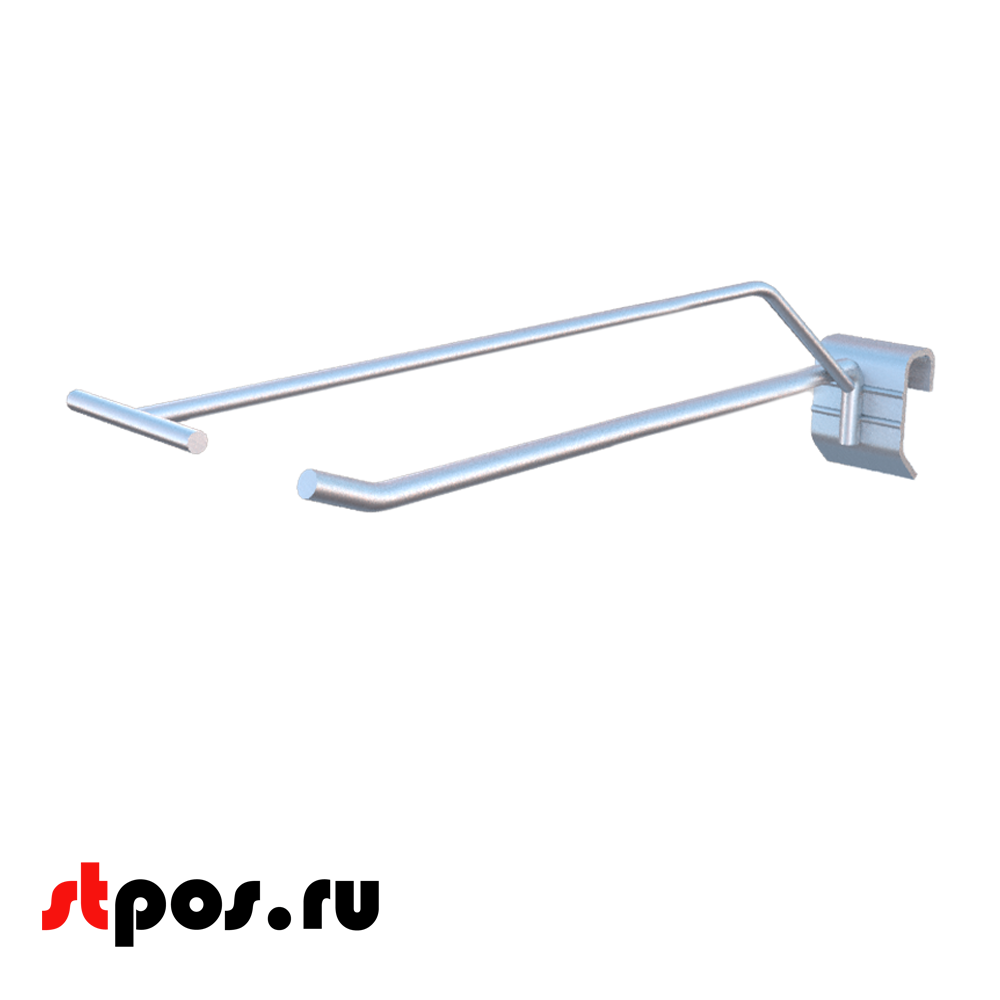 00_Крючок для штанги 30х15 (профиль) одинарный 200мм с ценником, покрытие цинк-хром, d6/d4
