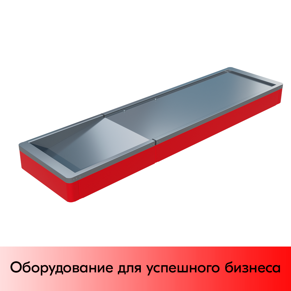 01_Рабочая поверхность для КБ МИНИМАРКЕТ ECO, узкий накопитель, длина 1500мм, МЕТАЛЛ, RAL3020, Красный
