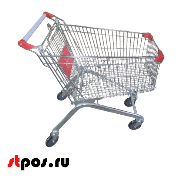 00_Тележка покупательская 125 л (колесо 125мм), цинк+лак, c детским сидением (европейский тип), Красный