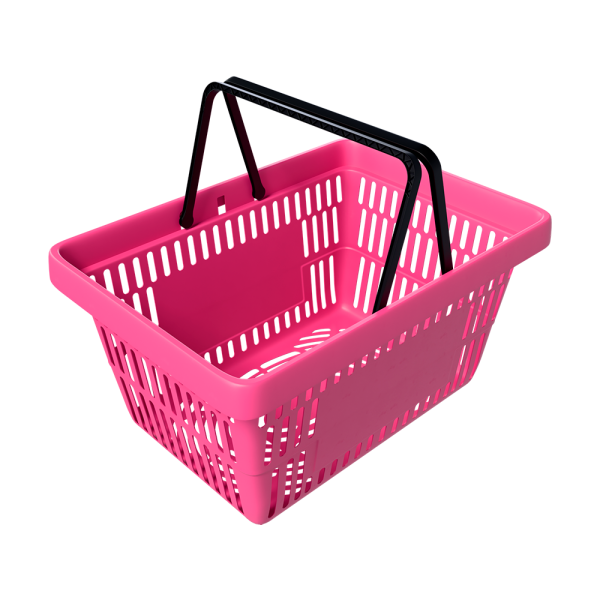 sk_Корзина покупательская пластиковая с 2 ручками, 20 л, УСИЛЕННАЯ, Розовый