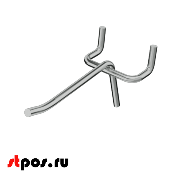 02_Крючок штыревой 75 мм на перфорацию, шаг 50мм, крашеный под Хром
