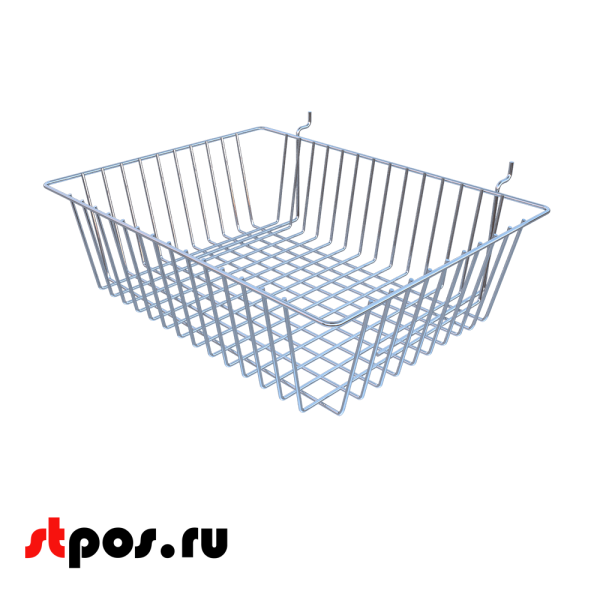 00_Корзина металлическая для экономпанели, 345х460х130 мм, шаг 25, F 196, хром