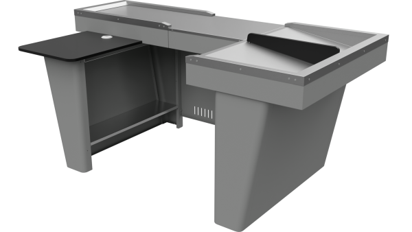 stpos1_Кассовый бокс Stream-XL-200 v2.0 (шлиф. нерж., без вырезов, широкий накоп) RAL9022, Серый, Левый