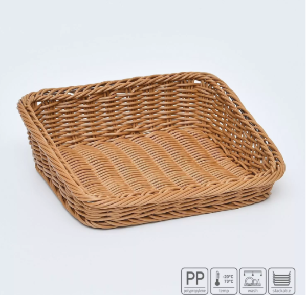 01_Корзина из полиротанга 300х285 (высота заднего бортика 90мм, переднего - 40мм), Коричневый