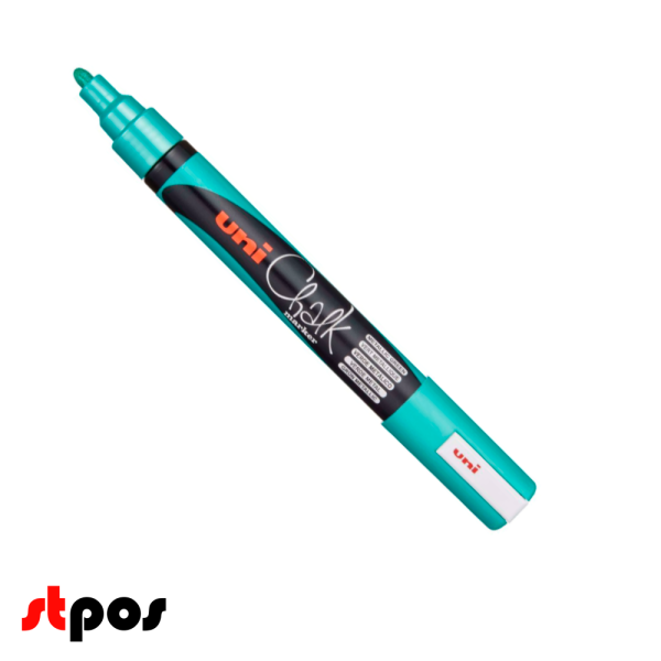 00_Маркер меловой Uni Chalk PWE-5M 1,8-2,5 мм овальный, Зеленый металлик