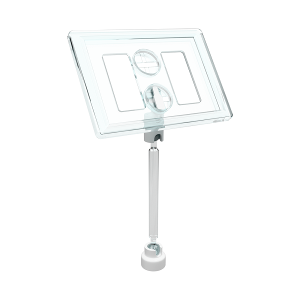 sk_Рамка ТЕХНО А8 прозрачная, белый держатель TECHNO MAG-BASE-VL, ножка  50мм