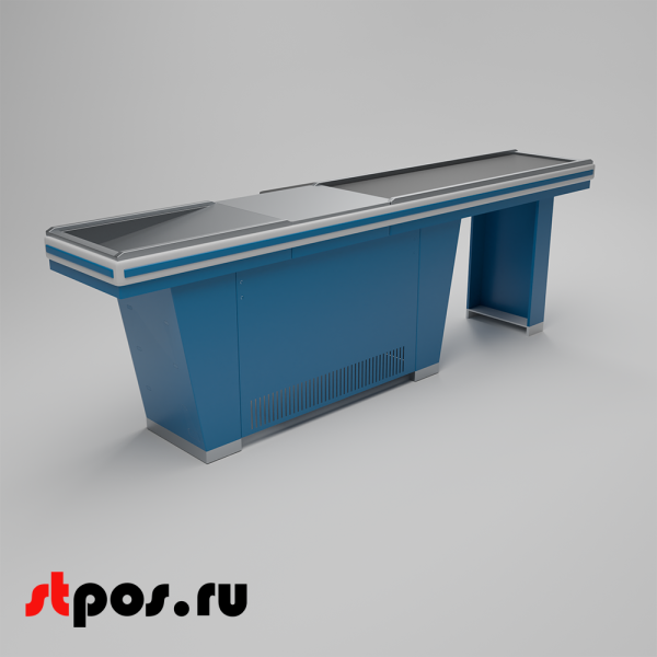 00_Кассовый бокс Stream-L-290-Т150 (тр-р 150см,шл_нерж.,б_выр,уз_нак), RAL5005, Синий, Левый