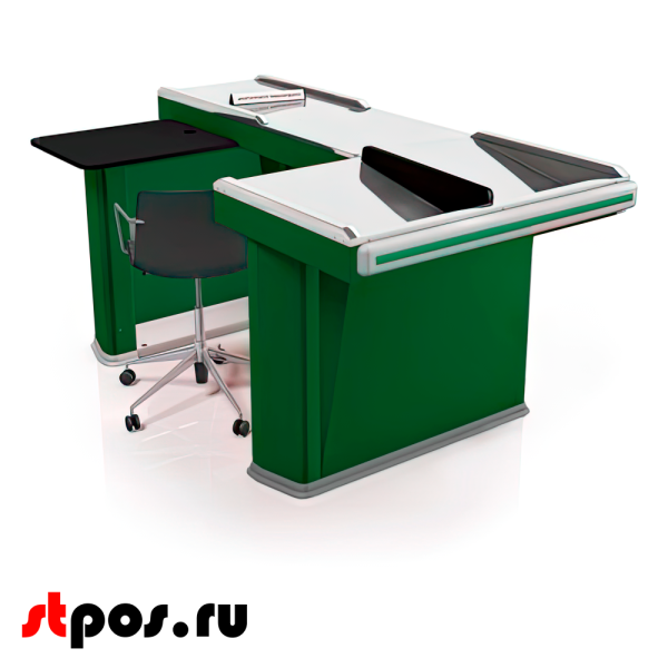 00_Кассовый бокс Stream-XL-200 v3.0 (шлиф.нерж., вырезы ДЯ FT, широкий накопит),RAL6029,Зеленый,Левый