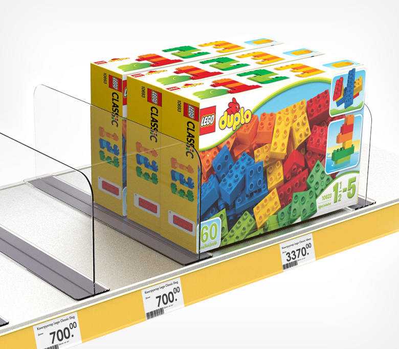 02_Разделитель пластиковый 150мм на Т-основании c магнитным скотчем DIVT-150-TM 680мм, Прозрачный