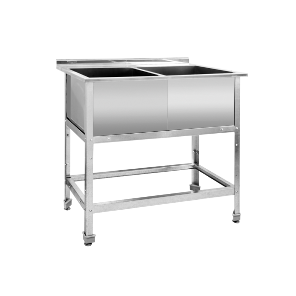 00_Ванна моечная двухсекционная сварная, с бортом ВМП 2/7, Крашенная сталь