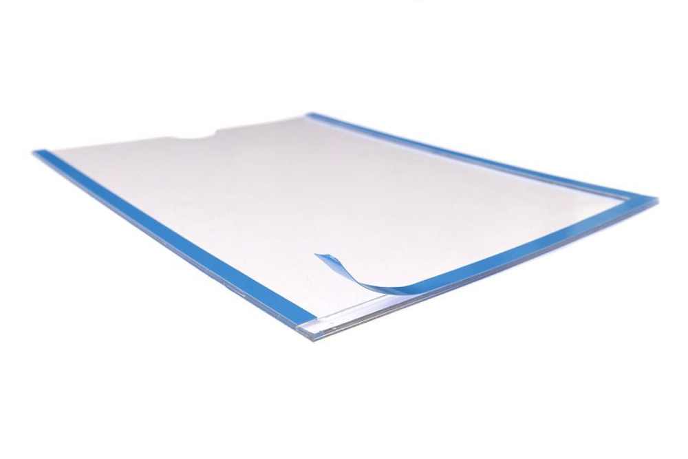 02_Карман А5 плоский вертикальный со скотчем из ПВХ, ширина 150 мм, высота 210 мм,цвет прозрачный