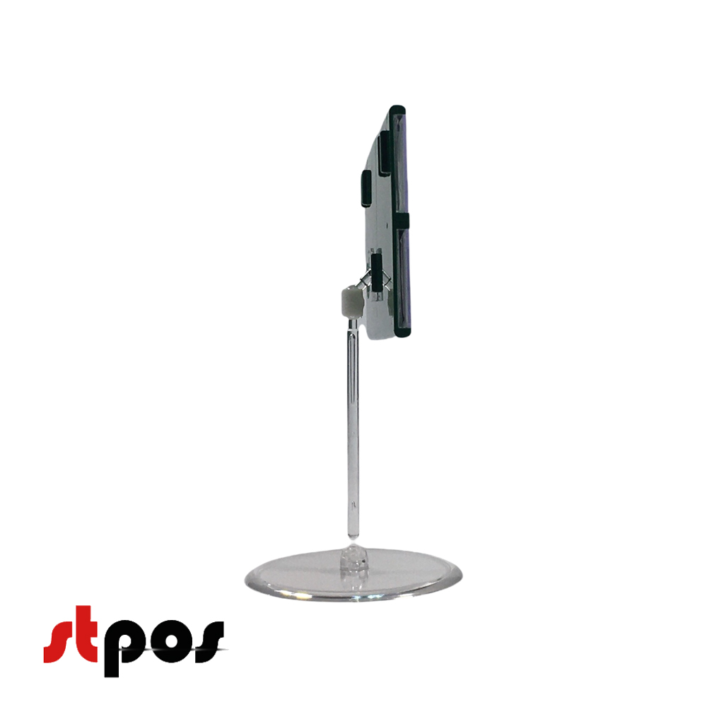 06 Кассета цен формата A7L на прозрачном держателе и прозрачной круглой ножке. Цвет кассеты — зелёный. На фото кассета расположена на держателе вертикально. Ракурс — вид сбоку