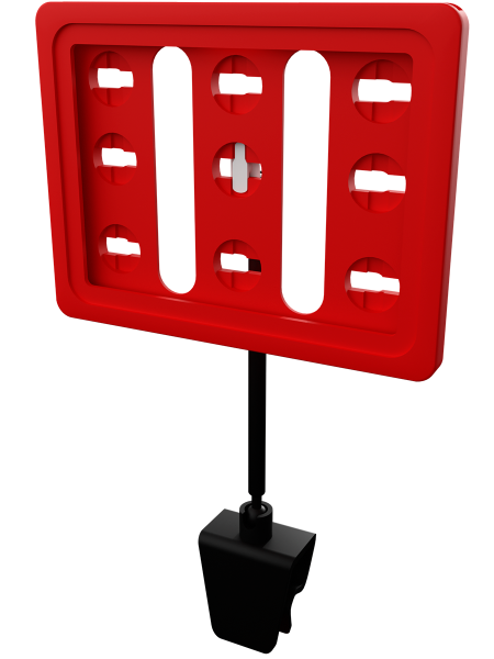 sk_Рамка ТЕХНО А7 красная, черный держатель TECHNO CL, ножка 100мм