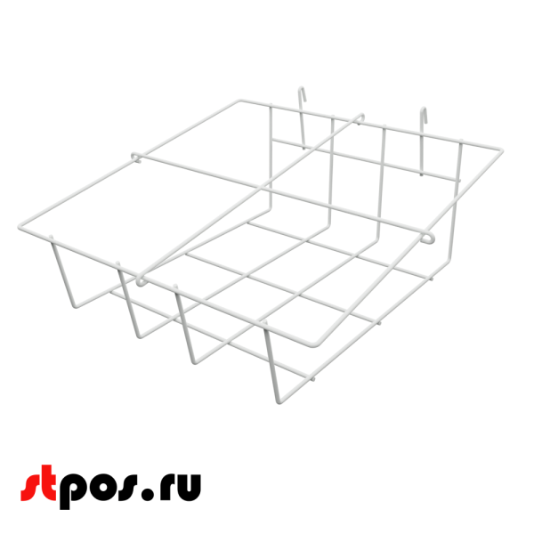 00_Полка на сетку 4 отделения для колготок, RAL9003, Белый